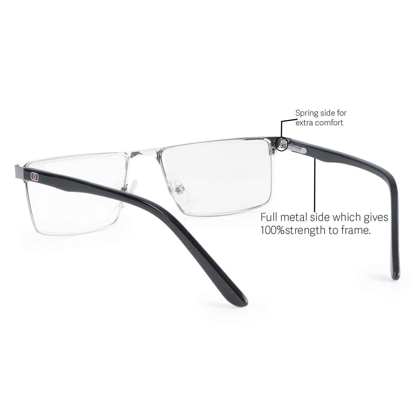 REDEX RECTUNGLAR UNISEX SILVER COLOR FULL FRAME