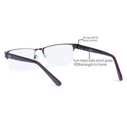 REDEX STYLISH RECTANGULAR  UNISEX RED  COLOR HALF RIM FRAME