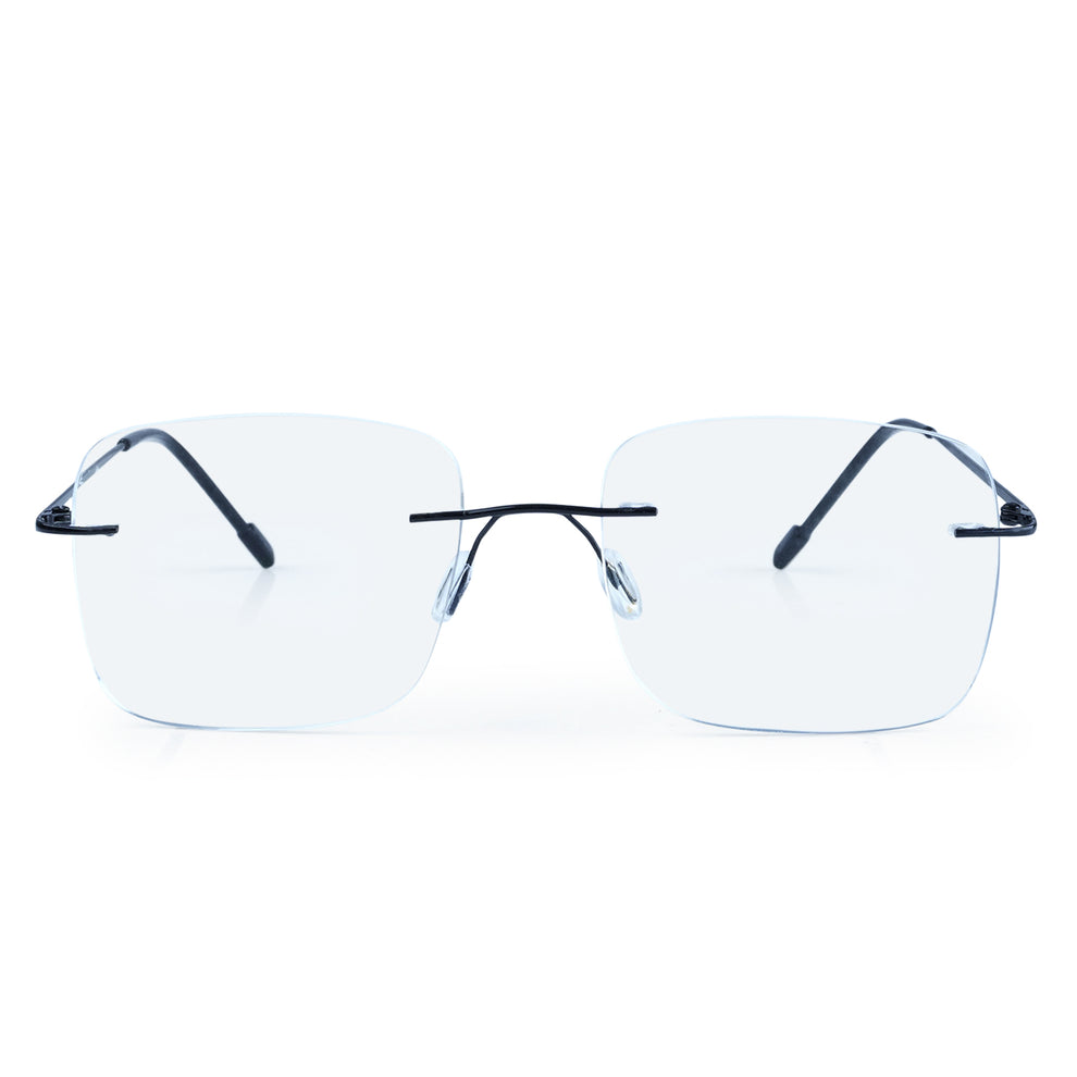 Rimless Big Square Anti Glare & Blue Cut Computer Glass – J.K Opticals