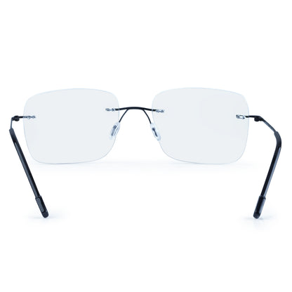 Rimless Big  Square Anti Glare & Blue Cut Computer Glass