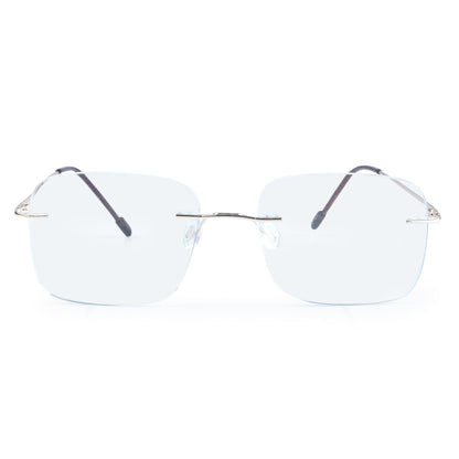 Rimless Big  Square Anti Glare & Blue Cut Computer Glass