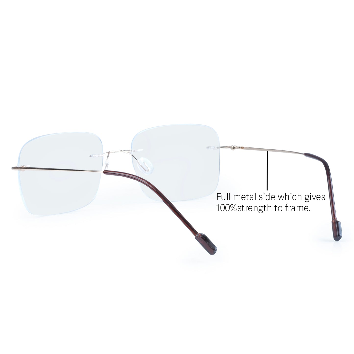 Rimless Big  Square Anti Glare & Blue Cut Computer Glass