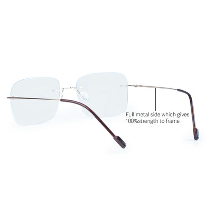 Redex  Bluecut Reading Big Square Rimless Glass For Unisex