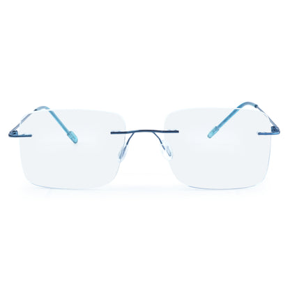 Rimless Big  Square Anti Glare & Blue Cut Computer Glass