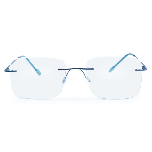 Rimless Big  Square Anti Glare & Blue Cut Computer Glass