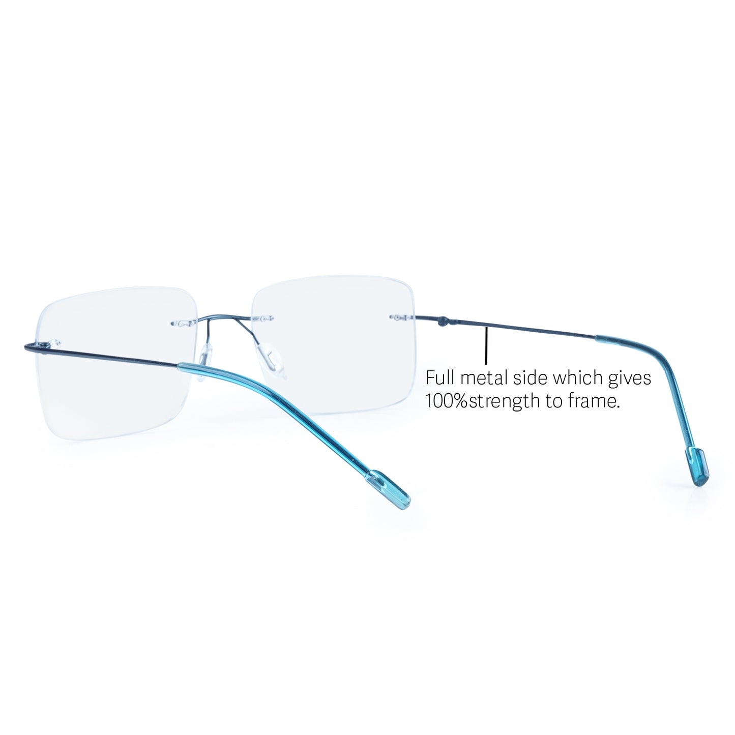 Rimless Big  Square Anti Glare & Blue Cut Computer Glass