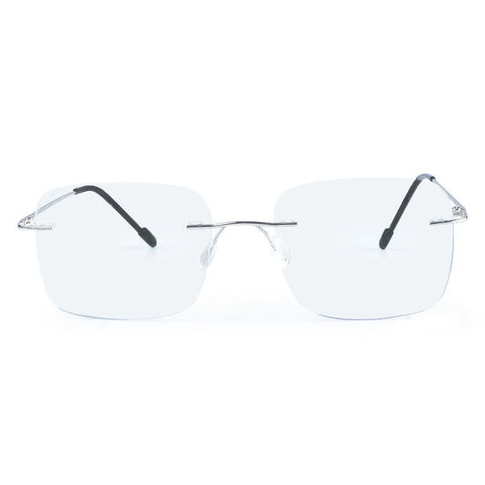 Rimless Big  Square Anti Glare & Blue Cut Computer Glass