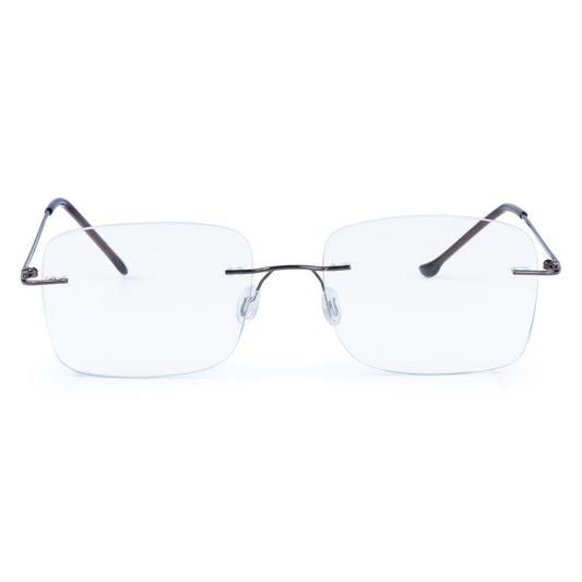 Rimless Big  Square Anti Glare & Blue Cut Computer Glass