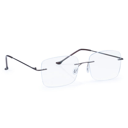 Rimless Big  Square Anti Glare & Blue Cut Computer Glass