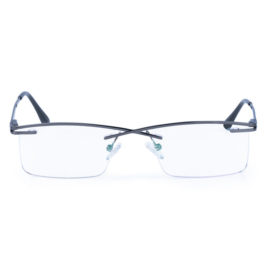 REDEX STYLISH RECTANGULAR  UNISEX GRAY COLOR HALF RIM FRAME