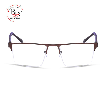 REDEX STYLISH RECTANGULAR  UNISEX BROWN COLOR HALF RIM FRAME