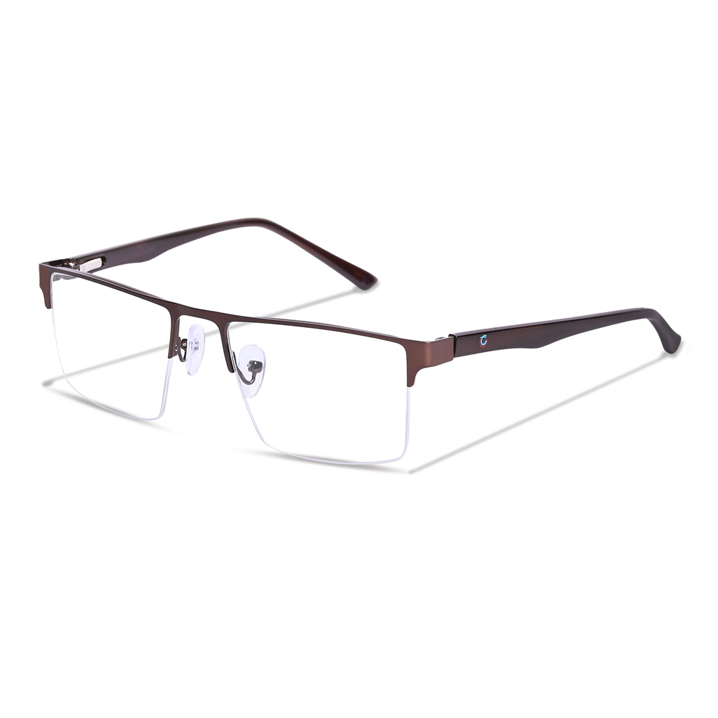 REDEX STYLISH RECTANGULAR  UNISEX BROWN COLOR HALF RIM FRAME