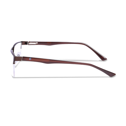 REDEX STYLISH RECTANGULAR  UNISEX BROWN COLOR HALF RIM FRAME