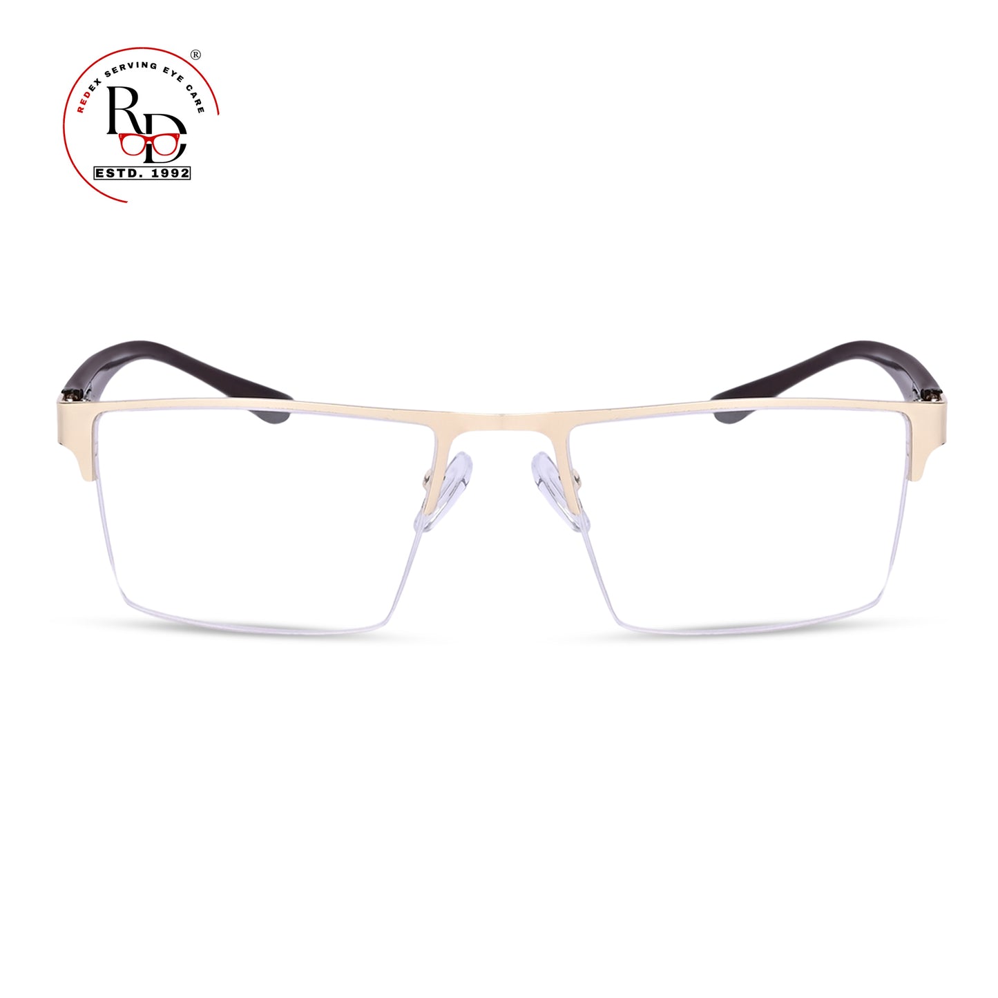 REDEX STYLISH RECTANGULAR  UNISEX GOLDEN COLOR HALF RIM FRAME