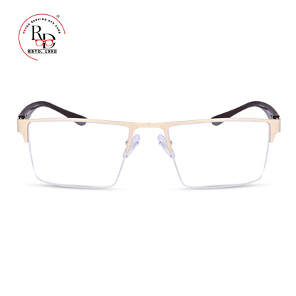 REDEX STYLISH RECTANGULAR  UNISEX GOLDEN COLOR HALF RIM FRAME