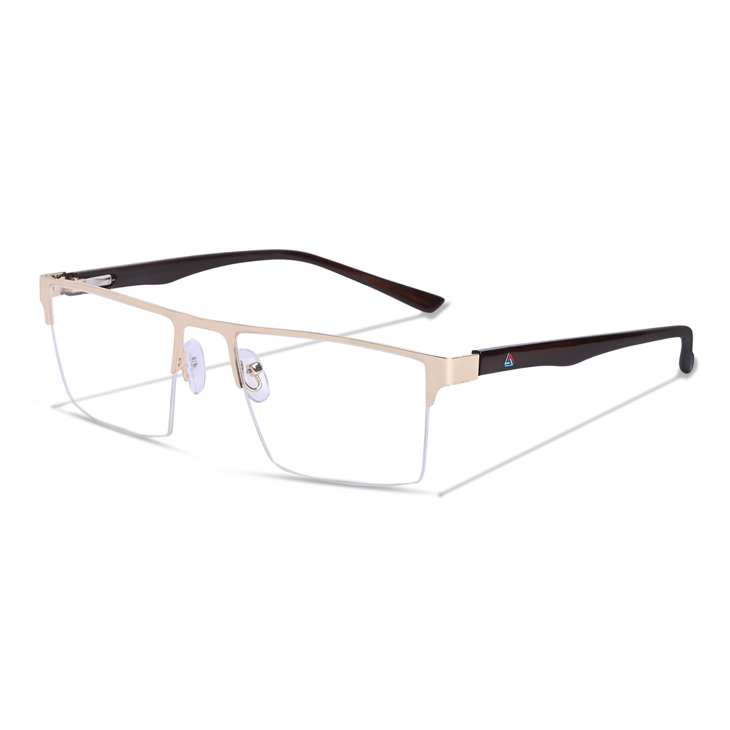 REDEX STYLISH RECTANGULAR  UNISEX GOLDEN COLOR HALF RIM FRAME