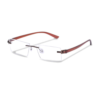 REDEX RECTUNGLAR UNISEX BROWN COLOR RIMLESS FRAME