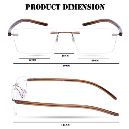 REDEX RECTUNGLAR UNISEX BROWN COLOR RIMLESS FRAME