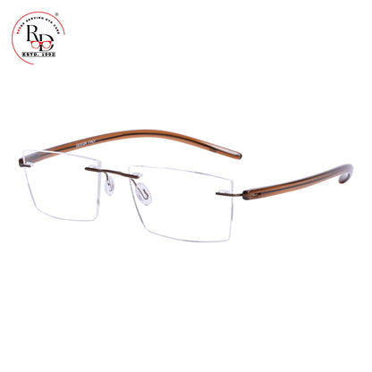 REDEX RECTUNGLAR UNISEX BROWN COLOR RIMLESS FRAME