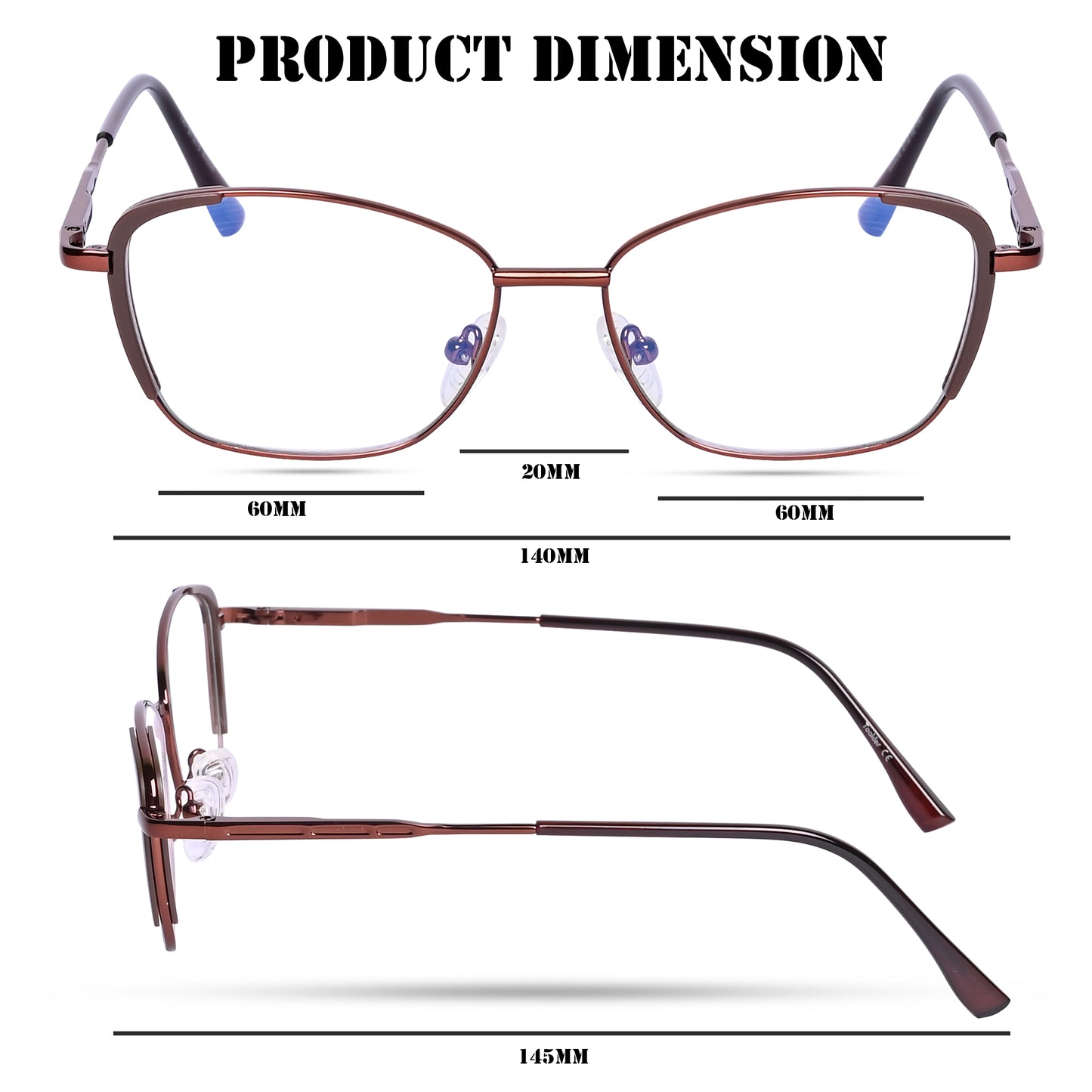 REDEX CAT-EYE UNISEX BROWN COLOR FULL FRAME