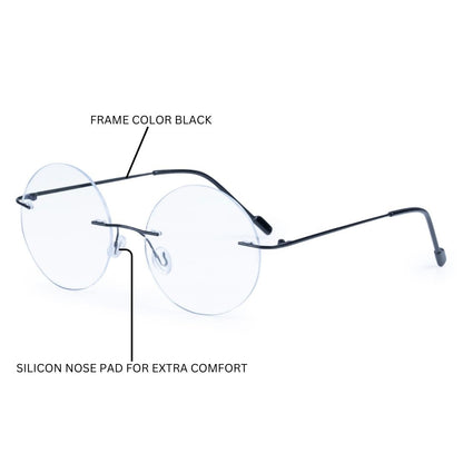Redex  Bluecut Reading Round Rimless Glass For Unisex