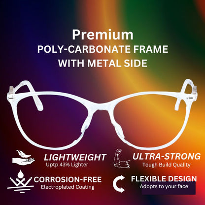 REDEX Cat-eyed  WHITE COLOR FULL FRAME