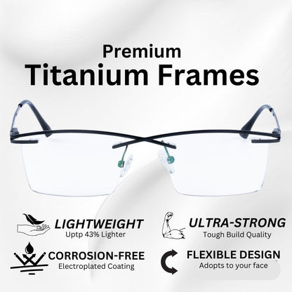 Redex  Bluecut Reading Rectangle Rimless Glass For Unisex