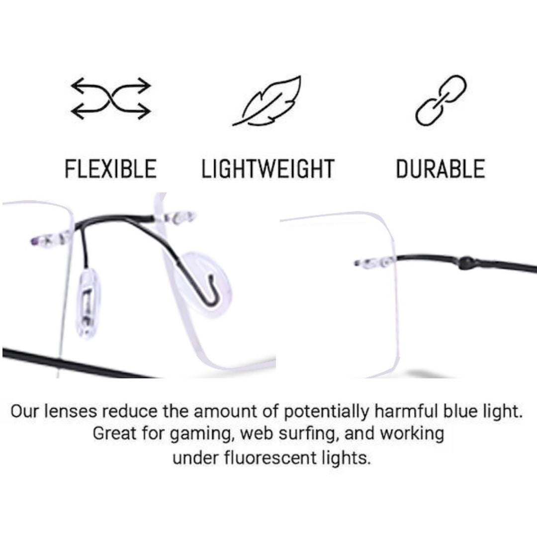 Redex  Bluecut Reading Big square Rimless Glass For Unisex