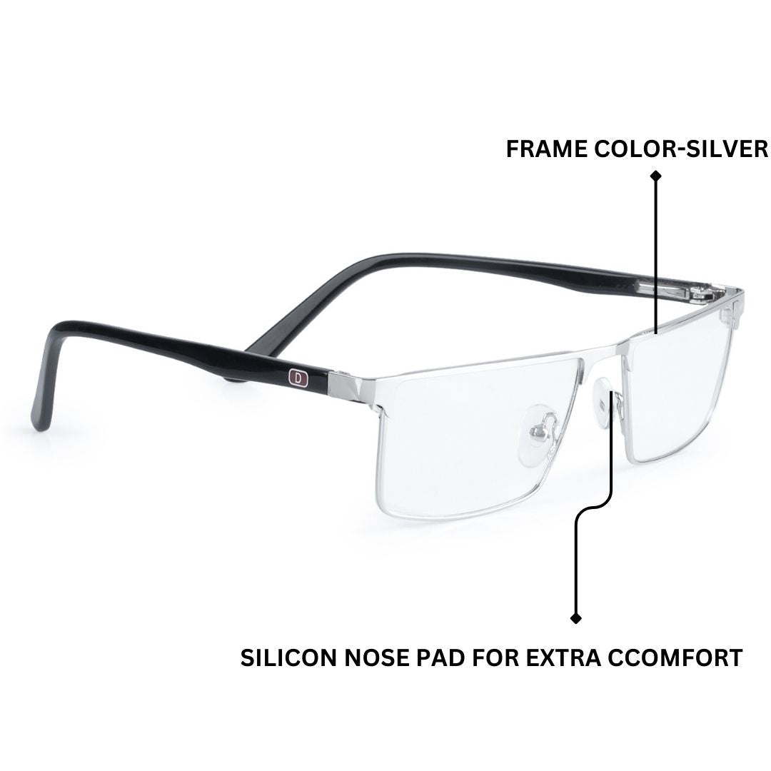 REDEX RECTUNGLAR UNISEX SILVER COLOR FULL FRAME