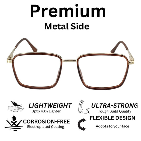 Redex Full Rim Frame Color Brown & Golden For Men & Women  (55 mm)