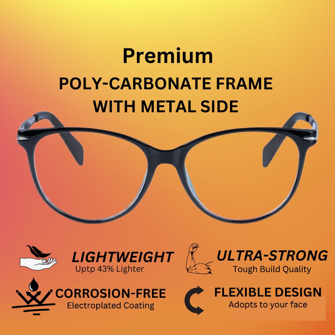 REDEX Cat-eyed  BLACK   COLOR FULL FRAME