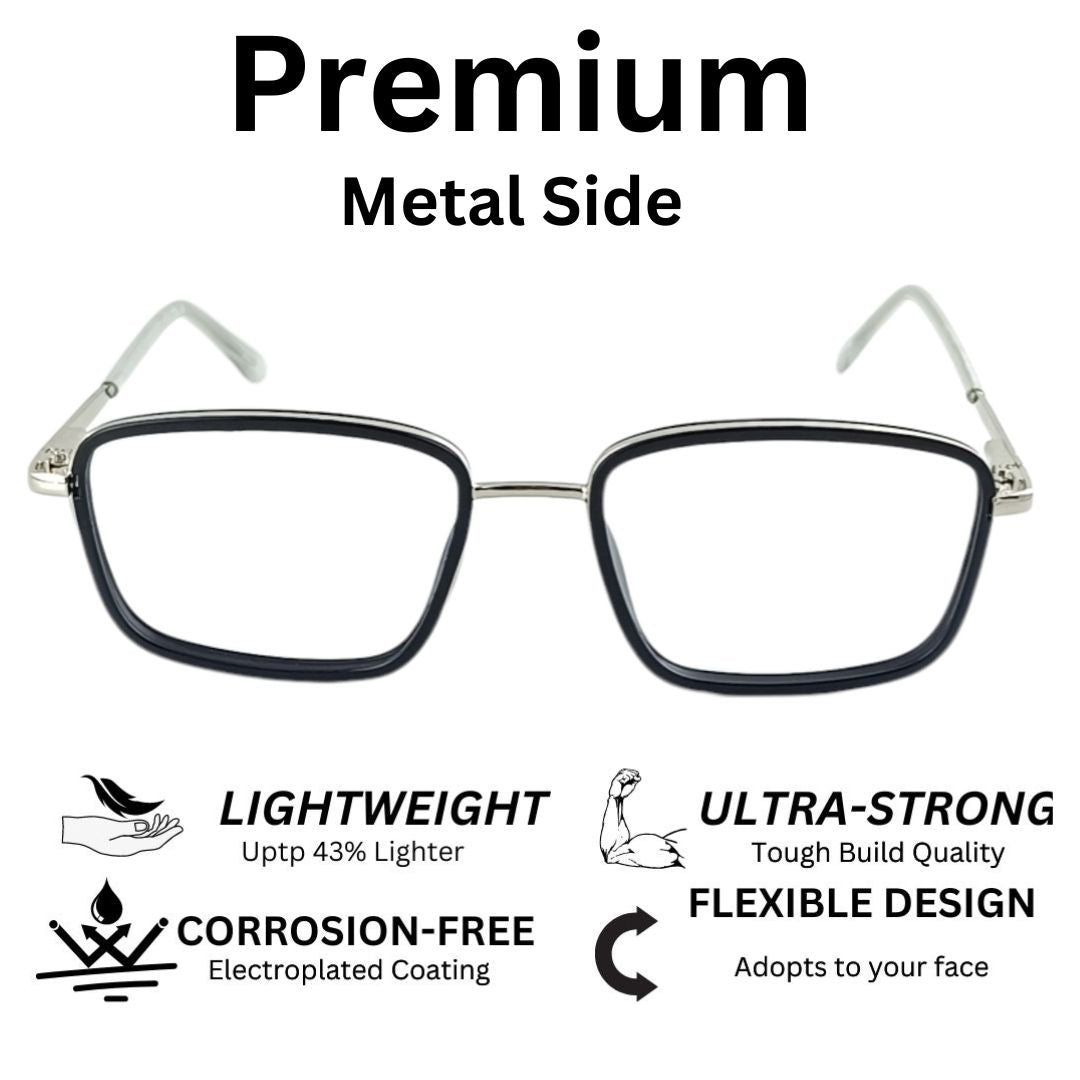 Redex Full Rim Frame Color Black & silver For Men & Women  (55 mm)