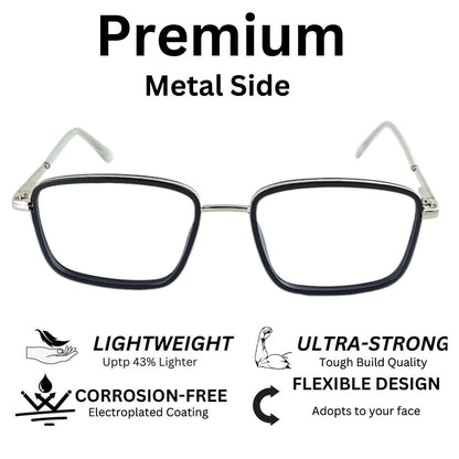 Redex Full Rim Frame Color Black & silver For Men & Women  (55 mm)