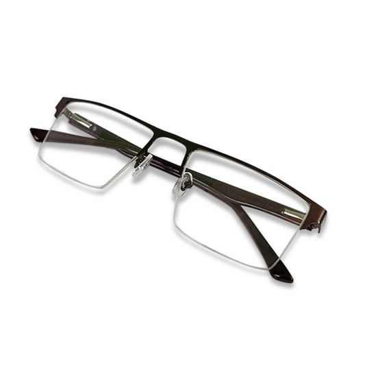 REDEX STYLISH RECTANGULAR  UNISEX BROWN COLOR HALF RIM FRAME