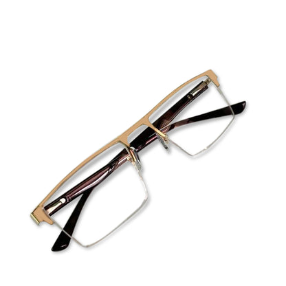 REDEX STYLISH RECTANGULAR  UNISEX GOLDEN COLOR HALF RIM FRAME