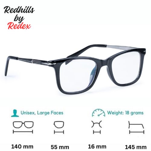 REDEX RECTANGLE UNISEX BLACK  COLOR FULL FRAME