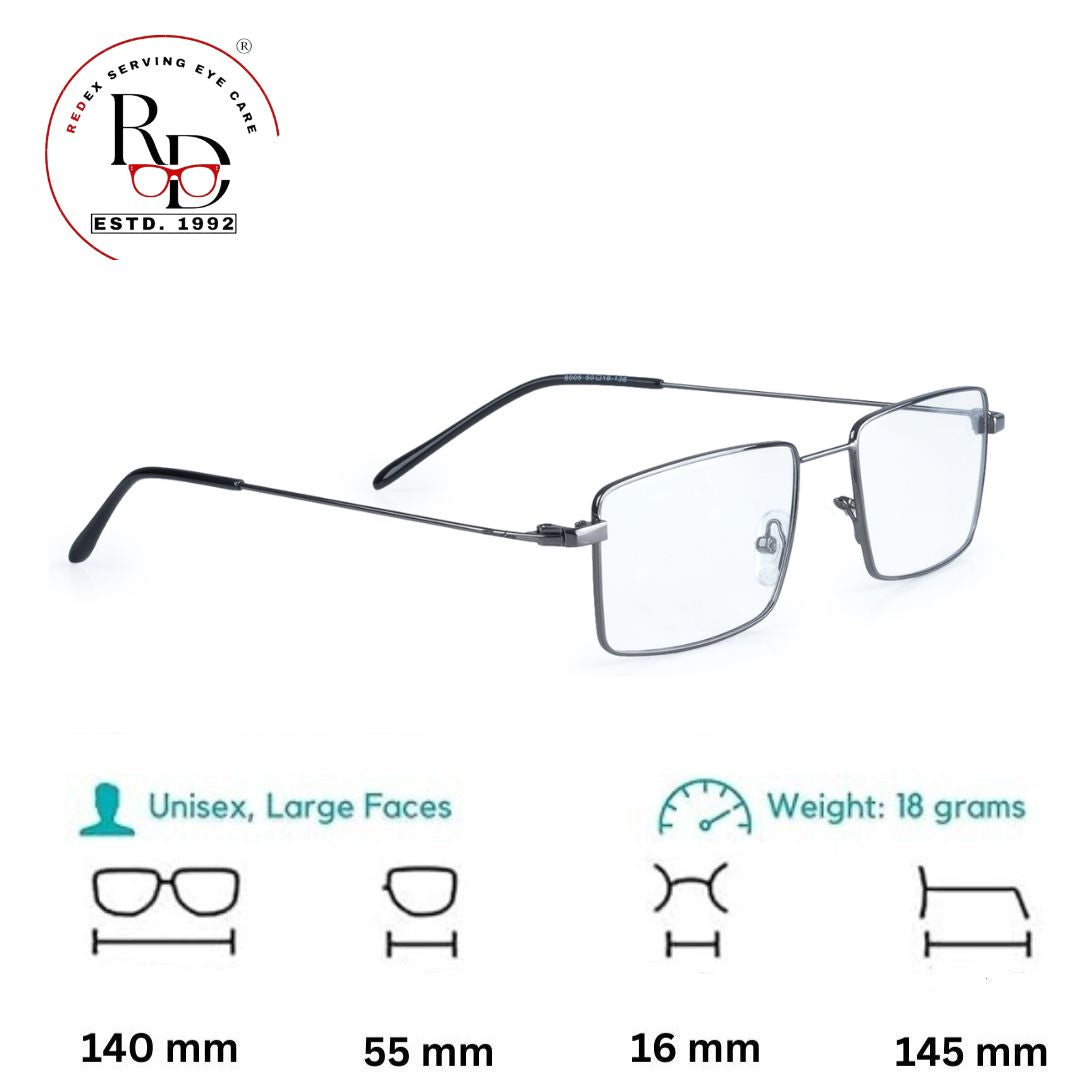 REDEX SLIM SIDE RECTUNGLAR UNISEX SILVER COLOR FULL FRAME