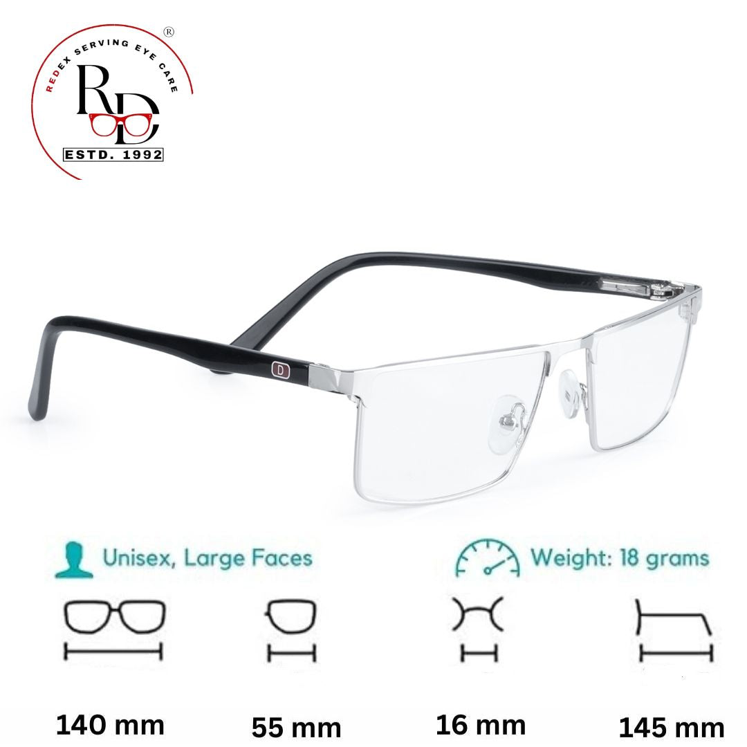 REDEX RECTUNGLAR UNISEX SILVER COLOR FULL FRAME