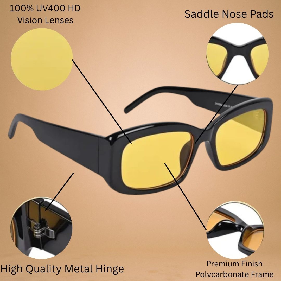 REDEX BLACK & YELLOW COLOR SUNGLASS FOR GIRLS AND WOMEN