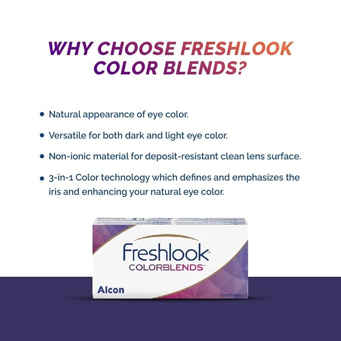 Freshlook Colorblends - Monthly Color Contact Lenses ( , Power contact lens blue( -00 to -3.00Pack of 2) | From Alcon