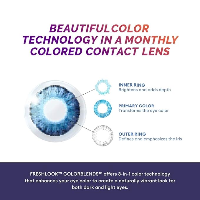 Freshlook Colorblends - Monthly Color Contact Lenses ( , Power contact lens(-00.00 to -3.00) Gray, Pack of 2) | From Alcon