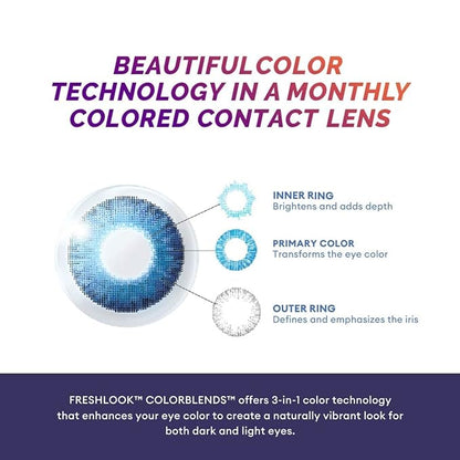 Freshlook Colorblends - Monthly Color Contact Lenses ( , Power contact lens blue( -00 to -3.00Pack of 2) | From Alcon